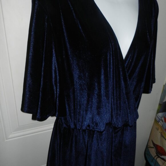 Alexia Admor Oakless Navy Velvet Flutter Flare Sleeve Dress XL $245 🆕⌚📦🏃💨🚚 - Picture 7 of 16